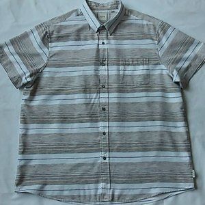 Rowm, XL, short sleeve horizontal stripe button up shirt